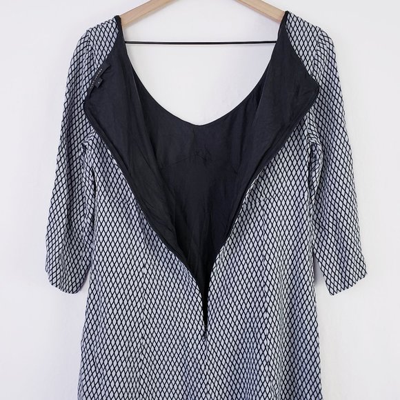 Marc Jacobs Black/Grey Lattice Print Dress sz 6 - Picture 8 of 13